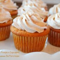 Vanilla Pumpkin Cupakes with Cinnamon Buttercream at TidyMom.net