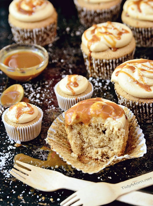 Salted Caramel Cupcakes at TidyMom.net