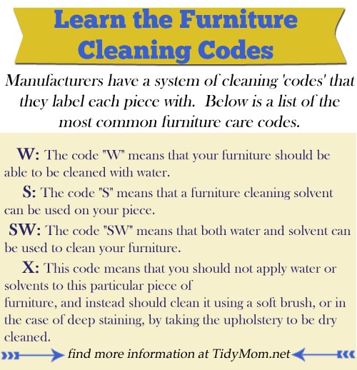 Furniture Cleaning Codes at Tidymom.net