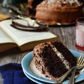 Malted Chocolate Cake with Toasted Marshmallow Cream Filling at TidyMom