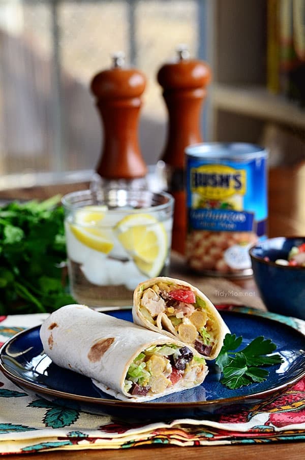 Greek Chicken Wrap Recipe at TidyMom.net A quick Greek-inspired lunch. Greek Chicken Wrap recipe at TidyMom.net