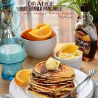 Orange Buttermilk Pancakes-light and fluffy pancakes with a hint of orange served with whipped orange honey butter make a perfect spring breakfast! recipe at TidyMom.net