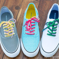 DIY upcycled teeshirt shoe laces
