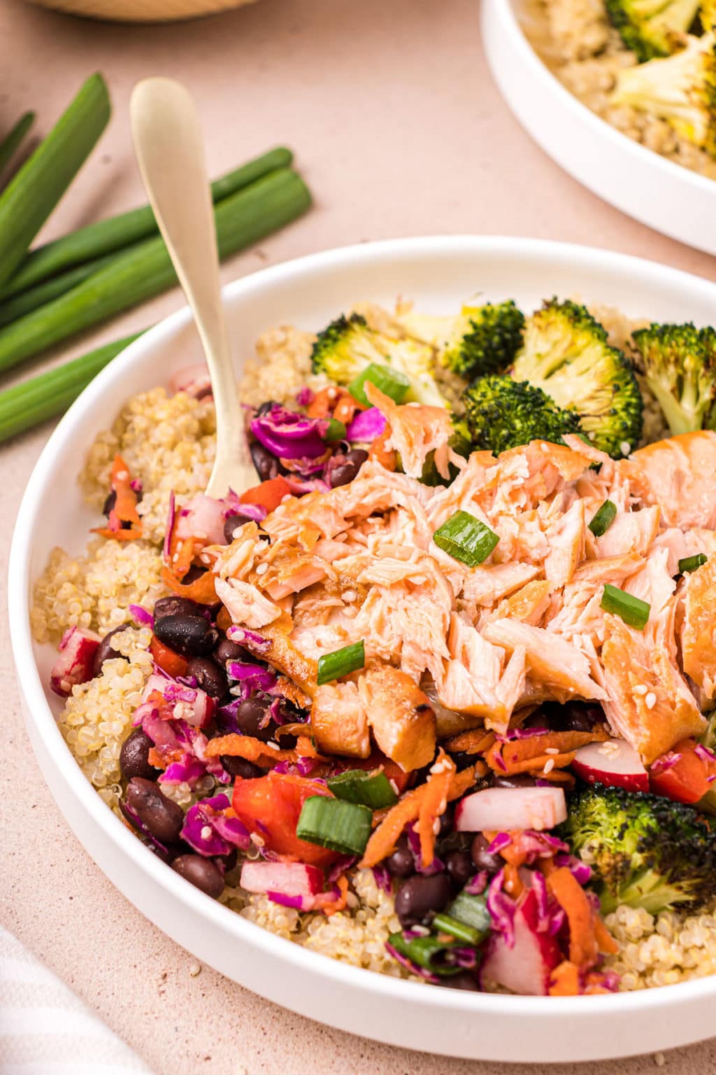 Teriyaki Salmon Bowl Quinoa Recipe Asian Slaw TidyMom