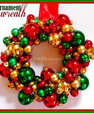Ornament wreath at TidyMom.net