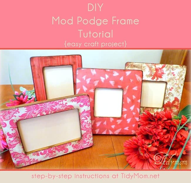 DIY easy Mod Podge Frame Tutorial.  Great gift idea!  Learn how to make these frames in no time at TidyMom.net