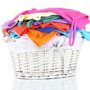 clothes in wooden basket