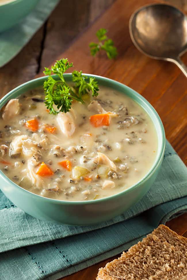 Creamy Chicken Wild Rice Soup In Slow Cooker