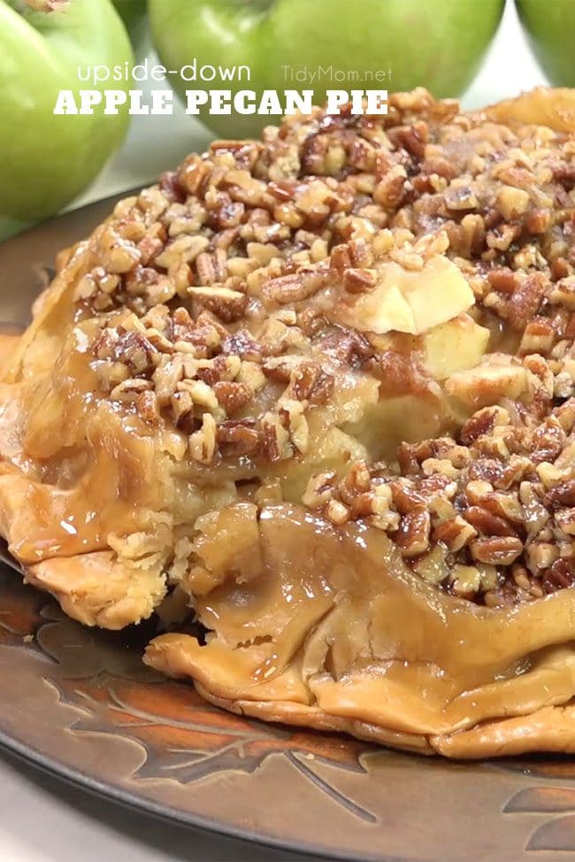 UPSIDE-DOWN APPLE PECAN PIE is a self-glazing, award-winning pie that is sure to please any crowd.