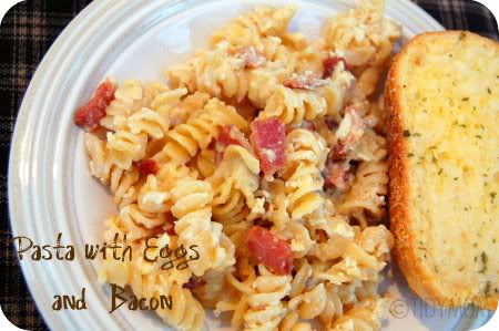 easy pasta with bacon & eggs