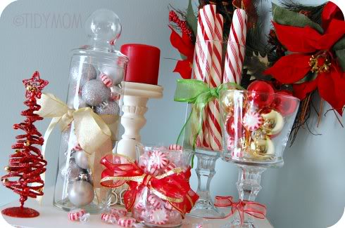 You can find many great items for Christmas decor at your local dollar store that that wont break the bank.  Details at TidyMom.net