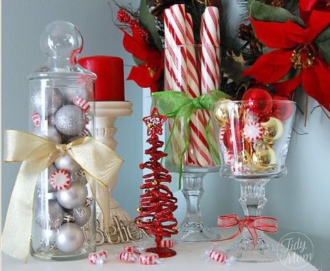You can find many great items for Christmas decor at your local dollar store that that wont break the bank.  Details at TidyMom.net