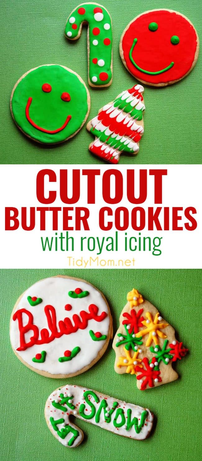 This Butter Cookie is the best recipe for cutout cookies and decorating with royal icing.  Butter cookies are softer than a sugar cookie, but not as soft and crumbly as shortbread, making them the perfect cookie for decorating for the holidays! Between its ability to hold its shape, bake beautifully, and its delicious flavor, this butter cookie recipe has been a favorite in our family for decades. PRINT the RECIPE at TidyMom.net