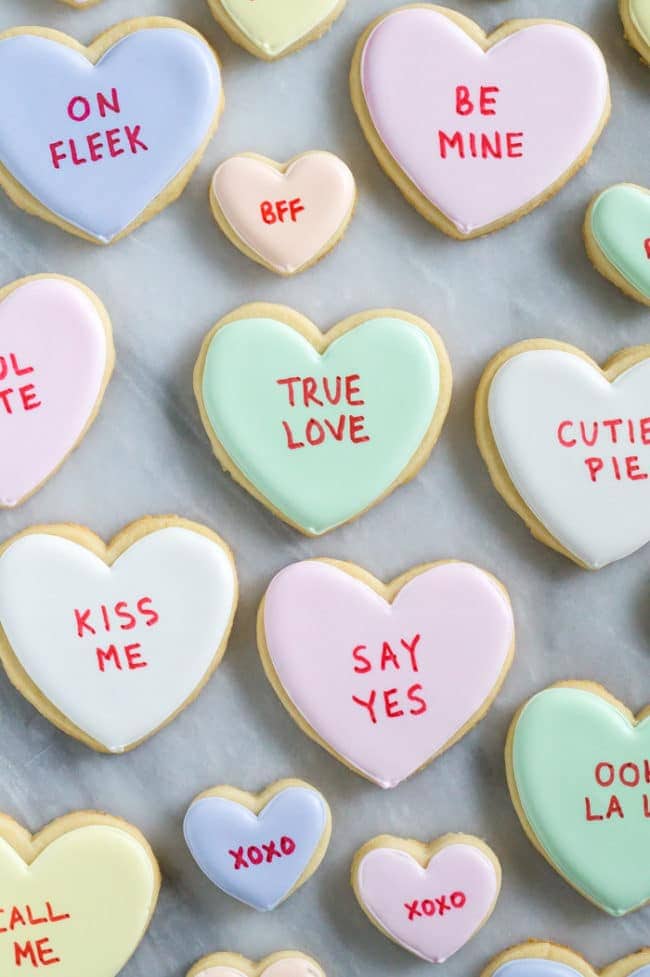Conversation Hearts Cookies from Bridget of Bake at 350