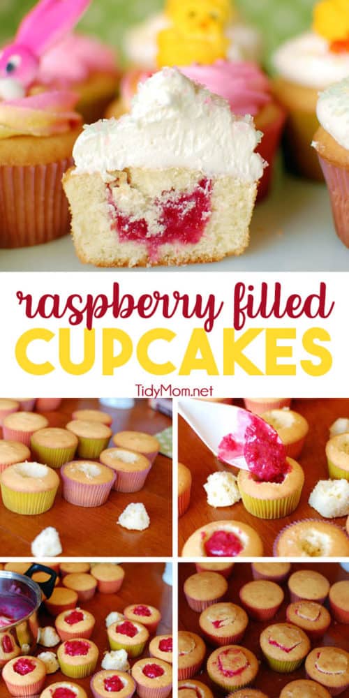 Raspberry Filled Vanilla Cupcakes With Butter Cream Frosting