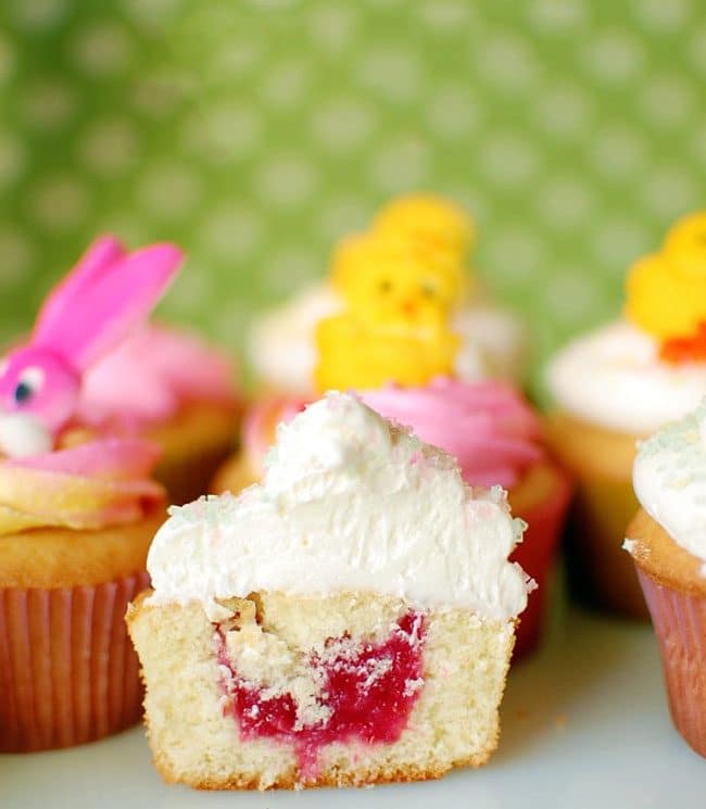 raspberry filled vanilla cupcakes