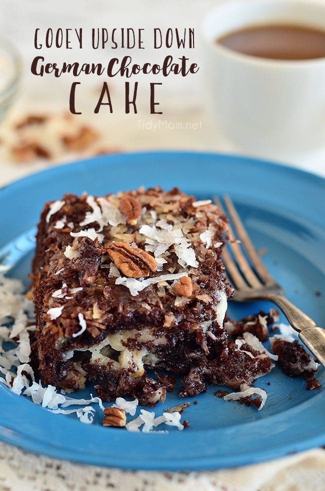 Gooey Upside Down German Chocolate Cake