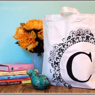 Learn how to stencil a personalized monogram canvas bag at TidyMom.net