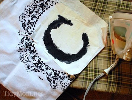 Learn how to stencil a personalized monogram canvas bag at TidyMom.net