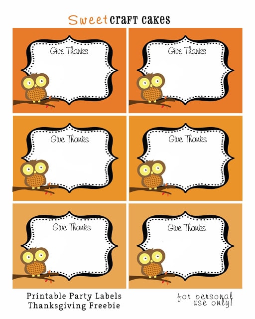 Free Thanksgiving Printable Party Labels featured at TidyMom.net