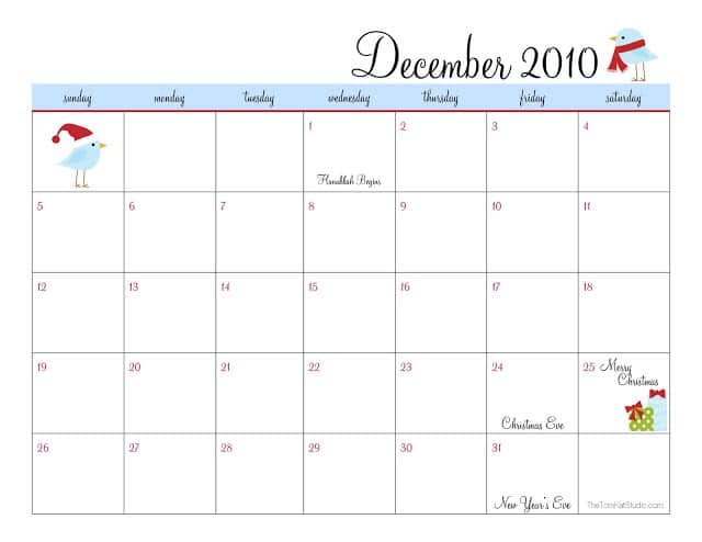 Free December 2010 Desktop Calendar Theme