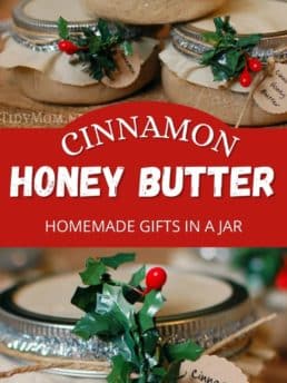 gift jars with homemade cinnamon honey butter