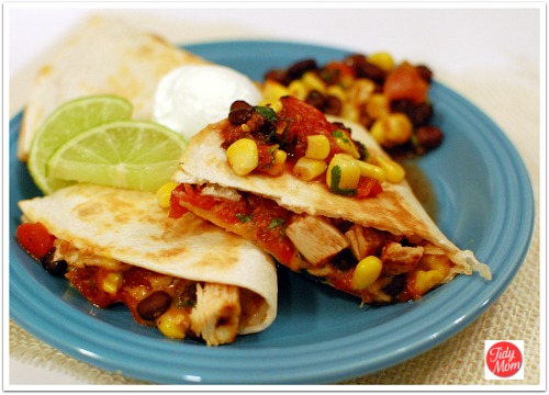 fire roasted tomato & chicken quesadillas