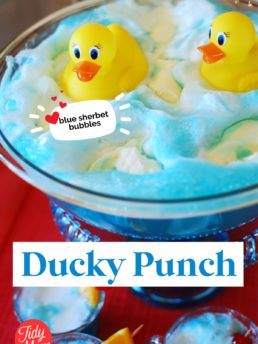 sherbet punch with blue koolaid and rubber duckies.