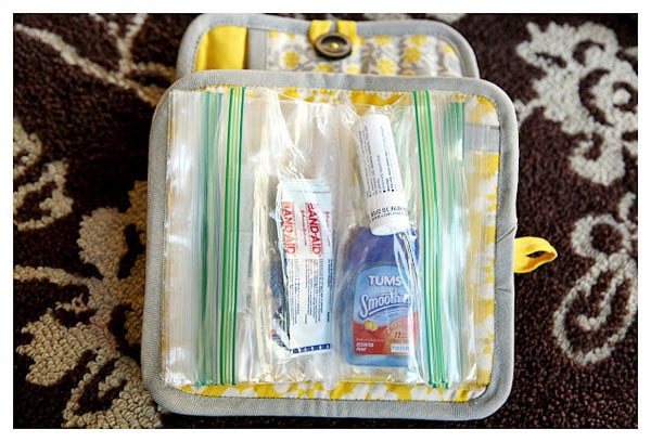 Make a girl's survival kit from a potholder at TidyMom.net