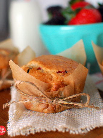 Berry Muffin with parchment wrapper