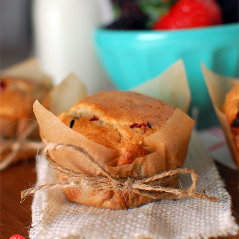 Berry Muffin with parchment wrapper