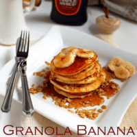 Granola Banana Pancakes with Cinnamon Honey Butter