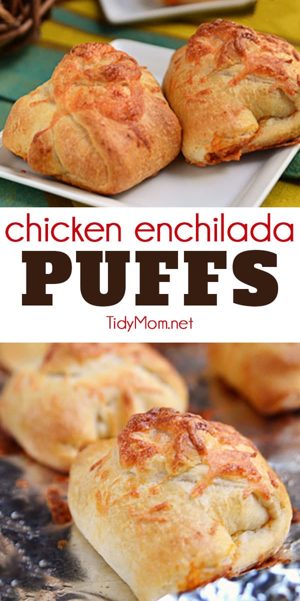 chicken enchilada puffs photo collage