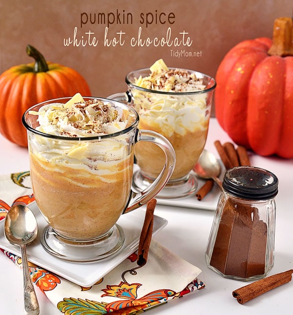 Pumpkin Spice White Hot Chocolate at TidyMom.net