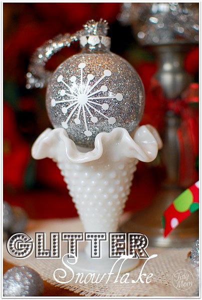 6” Silver Glittered Net Ball Ornament