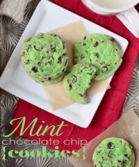 mint chocolate chip cookies on a plate