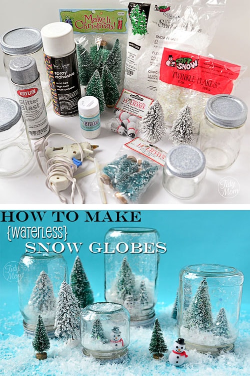 How to make fun {waterless} snow globes at TidyMom.net