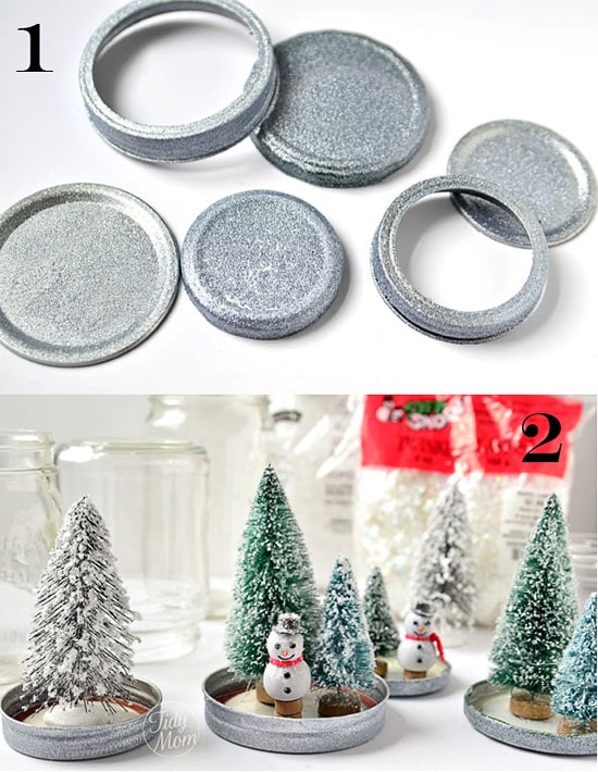 Step one and two for making waterless snow globes