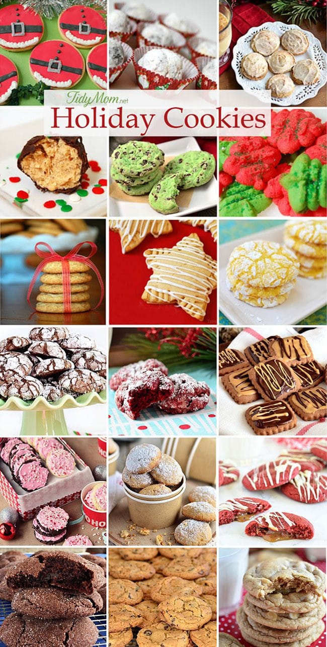 Holidays and traditions go hand in hand. Baking holiday cookies for Christmas would have to top my list as a favorite family tradition for generations.Everyone has their favorite cookie. Click to get the recipes for some of our favorite holiday Chrismas cookies at TidyMom.net
