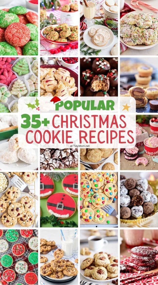 photo collage of a large variety of christmas cookies