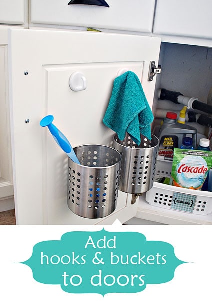 add buckets and hooks | Smart Organizing Tips for the Kitchen