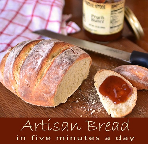 Follow the Artisan Bread in Five basic recipe and you can have homemade artisan bread with every day! It's so easy, this bread almost makes itself! 