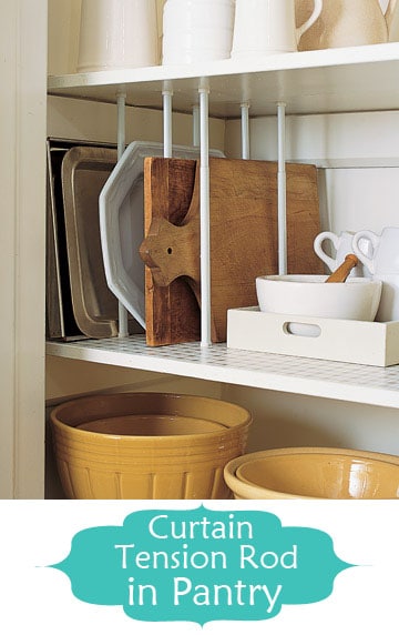 tension rod pantry dividers | Smart Organizing Tips for the Kitchen