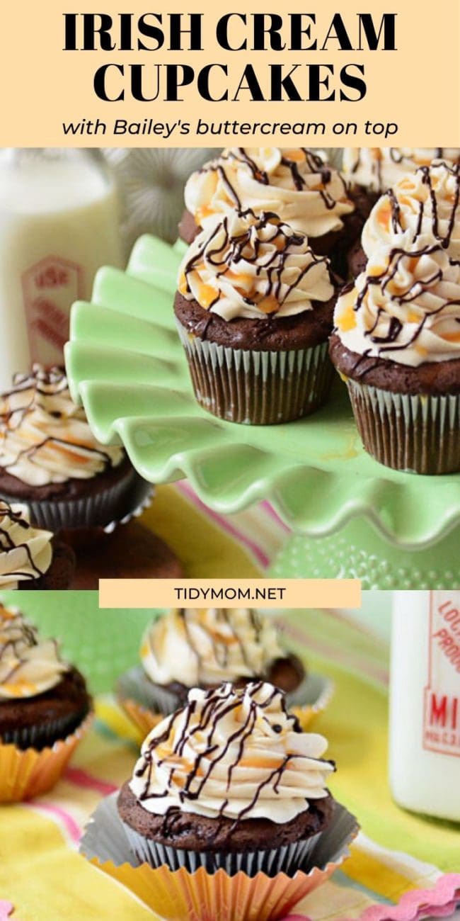 Baileys Irish Cream Cupcakes with chocolate and caramel