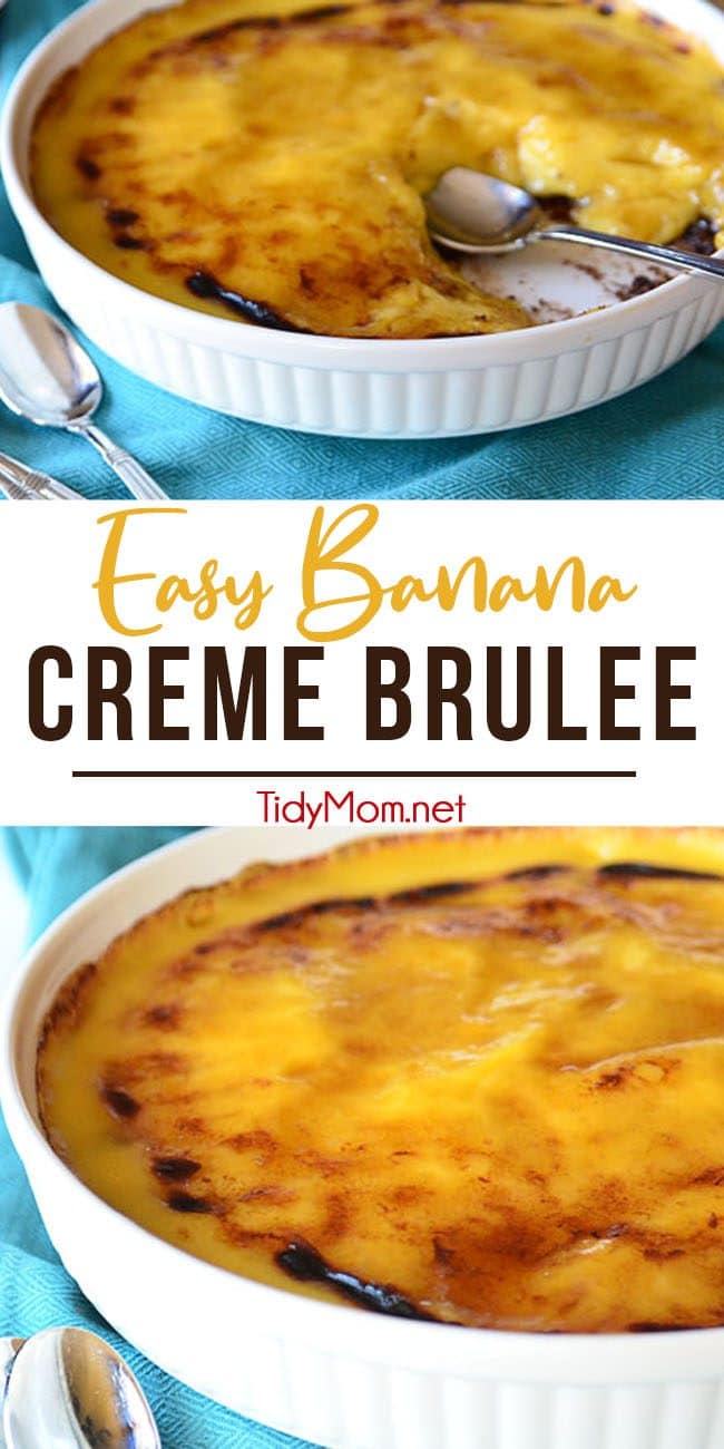 easy banana creme brulee photo collage