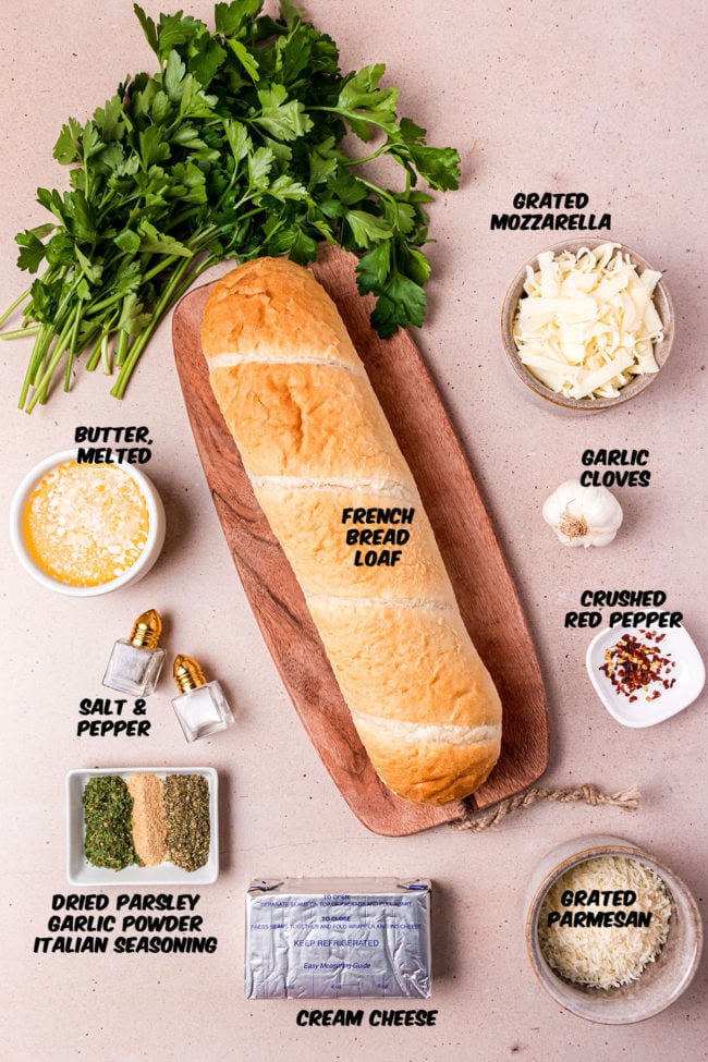 ingredients needed for making Garlic Cheese Bread