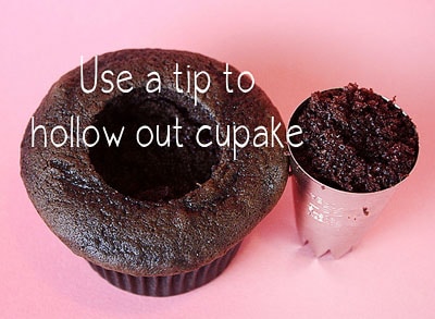 hollow out cupcake with tip