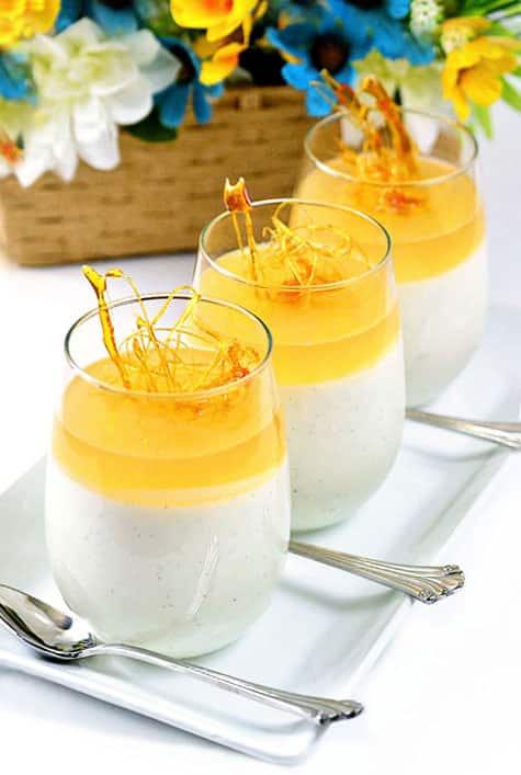 Honey Panna Cotta looks like a fancy-schmancy dessert, but actually, it only takes a few minutes to prepare and the rest of the time, the fridge does all the work for you, making it a great “make ahead” dessert for a party table, and with it’s simple, not too sweet flavor, it would be the perfect ending to a heavy meal. Get this HONEY PANNA COTTA recipe at TidyMom.net