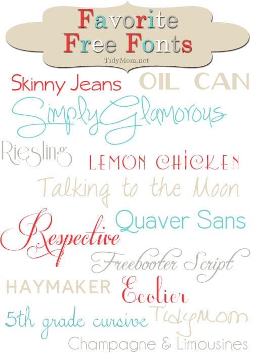 TidyMom Favorite Free Fonts