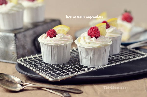 Black Raspberry & Lemon Ice Cream Cupcakes at TidyMom